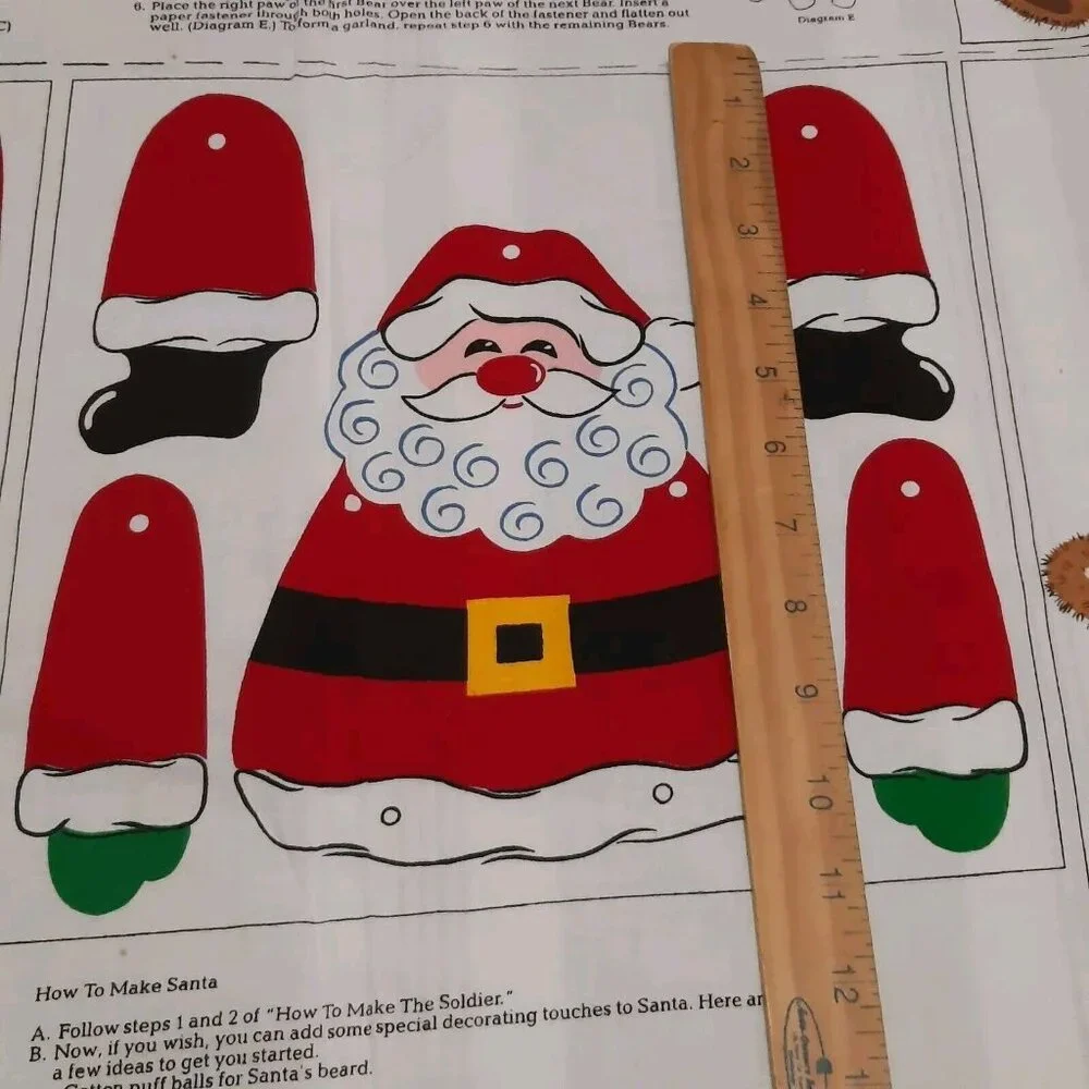 Fabric Double Panel Kid Craft Bear Santa Toy Soldier Garland Christmas New